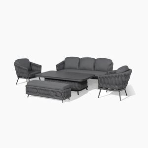 Harbour Lifestyle Palma 3 Seat Rope Sofa Set with Rising Table in Grey
