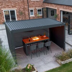 Harbour Lifestyle PergoSTET 3m x 4m Rectangular Pergola with 3 Drop Sides and LED Lighting in Grey