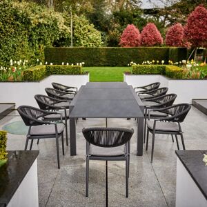 Harbour Lifestyle Cloverly 10 Seat Rectangular Extending Dining Set with Ceramic Table in Charcoal