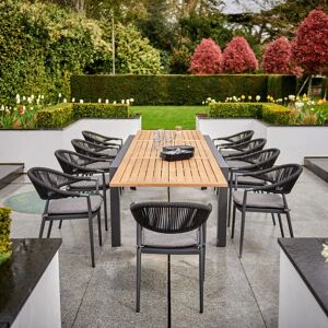 Harbour Lifestyle Cloverly 10 Seat Rectangular Extending Dining Set with Teak Table in Charcoal