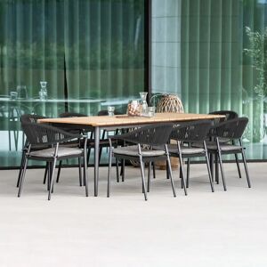 Harbour Lifestyle Cloverly 8 Seat Rectangular Dining with Teak Table in Charcoal