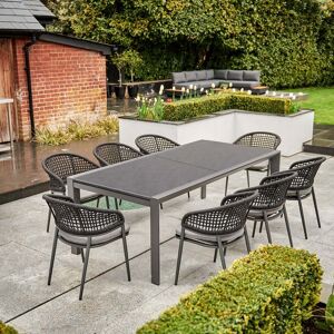 Harbour Lifestyle Kalama 10 Seat Rectangular Extending Dining Set with Ceramic Table in Charcoal