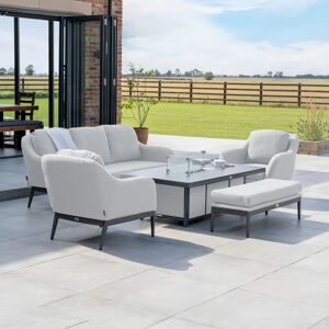 Harbour Lifestyle Luna 3 Seat Outdoor Fabric Sofa Set with Rising Firepit Table in Oyster Grey