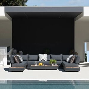 Harbour Lifestyle Panama Luxury Outdoor Large U-Shape Corner Sofa Set in Charcoal