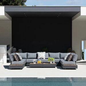 Harbour Lifestyle Panama Luxury Outdoor Large U-Shape Corner Sofa Set in Washed Grey
