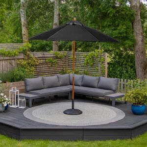 Harbour Lifestyle Kratos 2.5m Round Wooden Parasol in Black