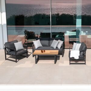 Harbour Lifestyle Cordoba 2 Seat Sofa Set with Teak Table in Grey