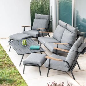 Harbour Lifestyle Lima 2 Seat Sofa Set With Coffee Table and Footstools in Washed Grey