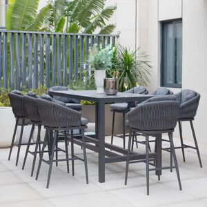 Harbour Lifestyle Palma 8 Seat Rope Bar Set with Ceramic Table in Grey