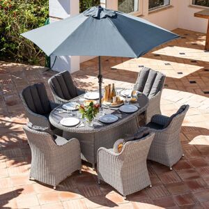 Harbour Lifestyle Santiago 6 Seat Rattan Oval Dining Set in Grey