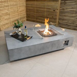Harbour Lifestyle Ember Rectangular Firepit Coffee Table in Stone Grey