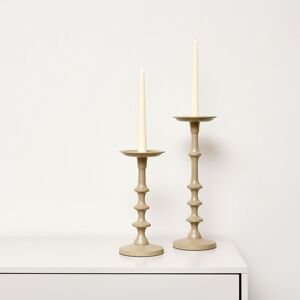 Set of 2 Taupe Candle Holders Material: Metal