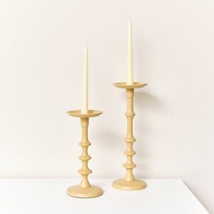 Set of 2 Mustard Yellow Candle Holders Material: Metal