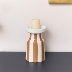 Burnt Orange Striped Pillar Candle Holder - 18cm Material: New Products Burnt Orange Striped Pillar Candle Holder - 18cm Material: New Products