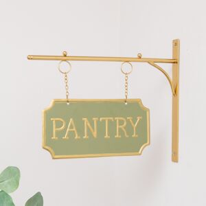 Gold and Sage Green Metal Wall Mounted Hanging Pantry Sign Material: New Products Gold and Sage Green Metal Wall Mounted Hanging Pantry Sign Material: New Products