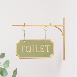 Gold and Sage Green Metal Wall Mounted Hanging Toilet Sign Material: New Products Gold and Sage Green Metal Wall Mounted Hanging Toilet Sign Material: New Products