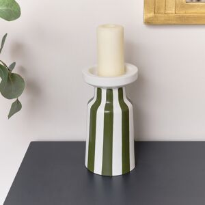 Large Dark Green Striped Pillar Candle Holder - 28cm Material: New Products Large Dark Green Striped Pillar Candle Holder - 28cm Material: New Products