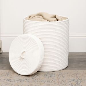 Large White Cotton Rope Lidded Storage Basket - 32.5cm Material: Home Decor & Accessories Large White Cotton Rope Lidded Storage Basket - 32.5cm Material: Home Decor & Accessories