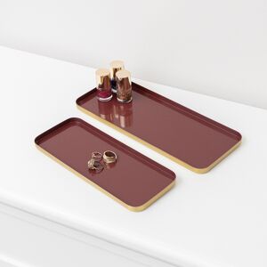 Set Of 2 Rectangular Metal Oxblood Red and Gold Decorative Trays Material: New Products Set Of 2 Rectangular Metal Oxblood Red and Gold Decorative Trays Material: New Products