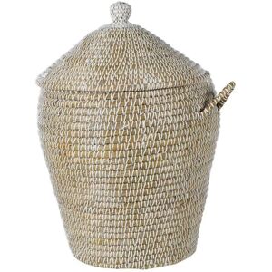 Small Beige & White Woven Grass Storage Basket Planter Material: Garden Small Beige & White Woven Grass Storage Basket Planter Material: Garden