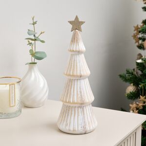 Wooden Christmas Tree Ornament with Gold Glitter Star - 28cm Material: Christmas Wooden Christmas Tree Ornament with Gold Glitter Star - 28cm Material: Christmas