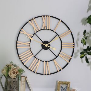 Black and Gold Large Skeleton Wall Clock Material: Metal