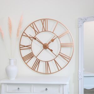 Large Rose Gold Copper Metal Skeleton Clock 80cm x 80cm Material: Metal