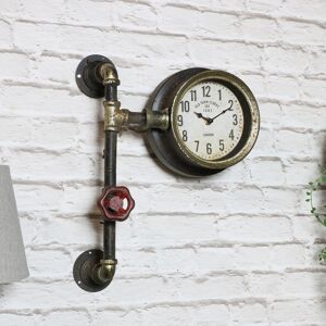 Rustic Industrial Pipework Wall Clock Material: Metal