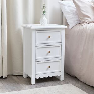 Staunton White Range 3-Drawer Bedside Table - White Furniture Staunton White Range 3-Drawer Bedside Table - White Furniture