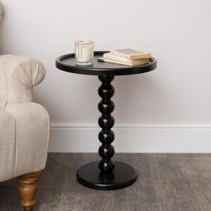 Black Painted Round Wooden Bobble Side Table - 45cm x 56.5cm Material: New Products Black Painted Round Wooden Bobble Side Table - 45cm x 56.5cm Material: New Products