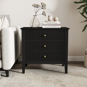 Large 3 Drawer Bedside Table - Hales Black Range Material: Furniture/Furniture Ranges/Hales Range/Hales Black Range Large 3 Drawer Bedside Table - Hales Black Range Material: Furniture/Furniture Ranges/Hales Range/Hales Black Range