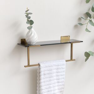 Black & Gold Glass Wall Shelf With Towel Rail Material: Furniture/Wall Cabinets & Shelving Black & Gold Glass Wall Shelf With Towel Rail Material: Furniture/Wall Cabinets & Shelving