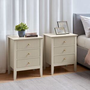 Pair of 3 Drawer Bedside Tables - Hales Taupe Range Material: Furniture/Furniture Ranges/Hales Range/Hales Taupe Range Pair of 3 Drawer Bedside Tables - Hales Taupe Range Material: Furniture/Furniture Ranges/Hales Range/Hales Taupe Range