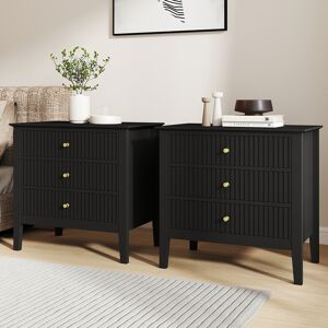 Pair of Large 3 Drawer Bedside Tables - Hales Black Range Material: Furniture/Furniture Ranges/Hales Range/Hales Black Range Pair of Large 3 Drawer Bedside Tables - Hales Black Range Material: Furniture/Furniture Ranges/Hales Range/Hales Black Range