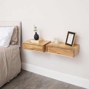 Pair of Natural Wood Textured Wall Mounted Bedside Tables Material: New Products Pair of Natural Wood Textured Wall Mounted Bedside Tables Material: New Products