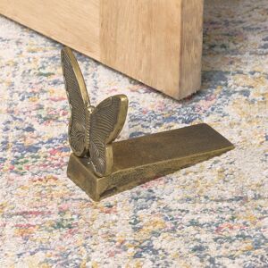 Antique Brass Gold Metal Butterfly Doorstop Material: Metal