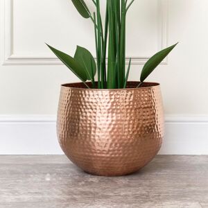 Large Copper Hammered Metal Planter Material: Metal