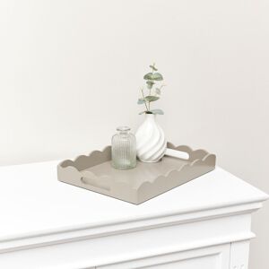 Rectangle Taupe Scalloped Tray Material: Wood