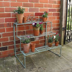 Sage Green Metal Three Tier Plant Theatre Stand Material: Metal