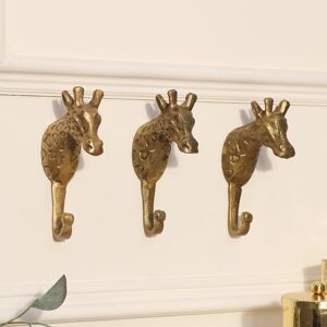 Set of 3 Gold Metal Giraffe Wall Hooks Material: Metal