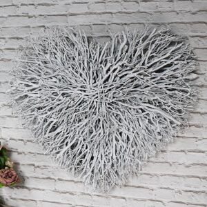 Large White Twig Heart Wall Art Material: Wood