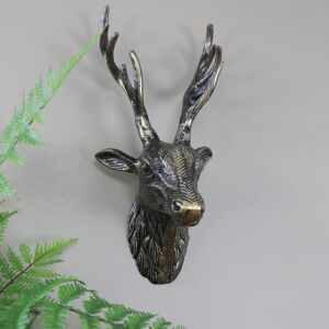 Antique Gold Metal Wall Mounted Stag Head Material: Metal