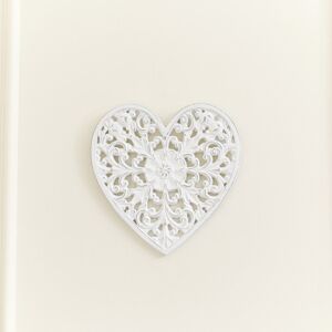 White Floral Heart Wall Plaque Material: Wood