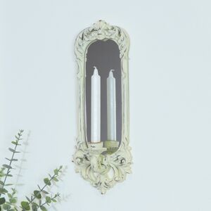 Ornate Cream Mirrored Candle Sconce Material: Resin / Glass