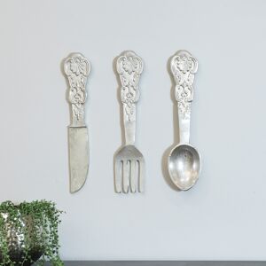 Giant Decorative Wall-Mounted Cutlery Set Material: Metal