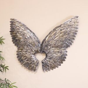 Pair of Large Silver Metal Angel Wings Material: Metal