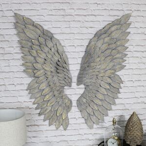 Pair of Large Grey Feather Effect Angel Wings Material: Iron