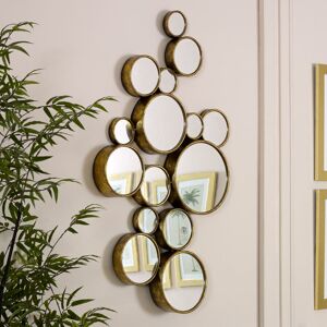Gold Multi Circle Wall Mirror 61cm x 103cm Material: Metal / Glass