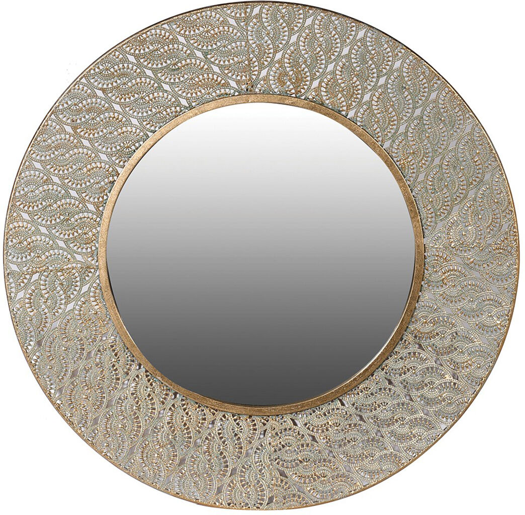 Round Antique Gold Effect Filigree Mirror 90cm x 90cm Material: Metal, glass