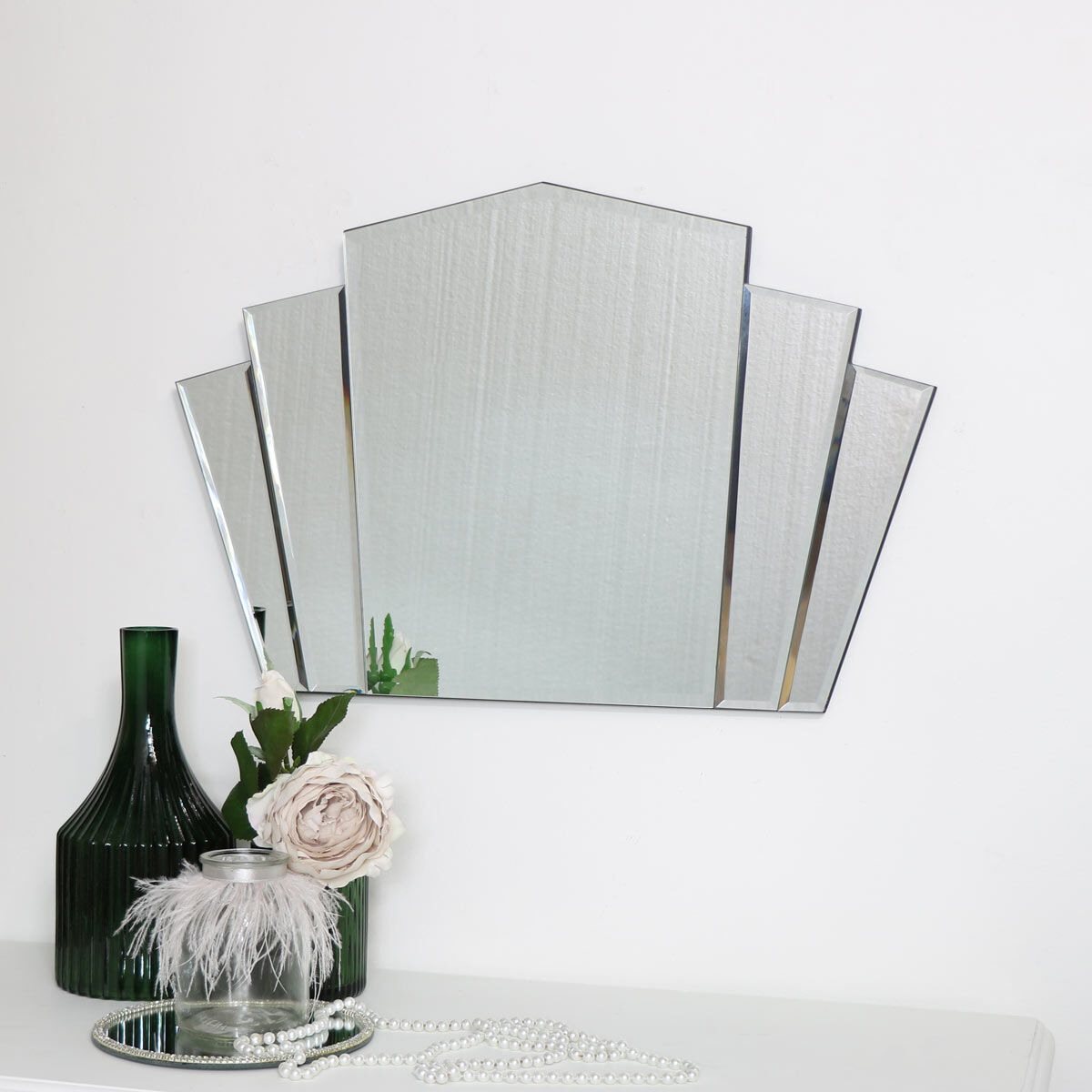 Art Deco Fan Frameless Wall Mirror 40cm x 60cm Material: Glass